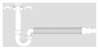 SANIT Rohrgeruchverschluss G1 1/2x40/50 flexibel Schlauch und 2x Geräteanschluss